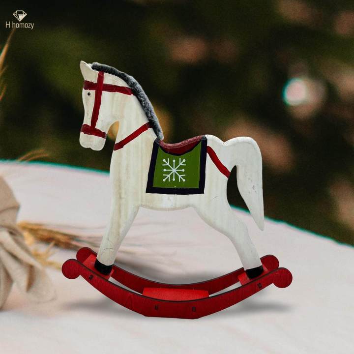 Rocking Horse Christmas Tabletop Decoration for Scene Arrangement