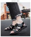 Summer Men's Sandals Leather Roman Sandals Korean Version British Leather Sandals Sandals Summer Casual Shoes Black Brown.