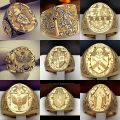Luxury Gold Plated Coat of Arms Sweet Signet Engraved Rings for Men Women Hip Hop Dance Party Court Style Ring Jewelry Gift.