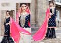 Unstitched Navy Blue Georgette Embroidery Shalwar Kameez. 