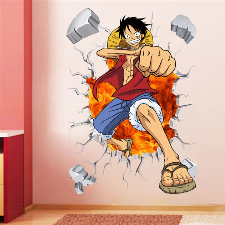 Monkey%20D%20Luffy%203d%20Broken%20Hole%20Wall%20Stickers%20For%20Kids%20Room%20Home%20Decoration%20One%20Piece%20Mural%20Art%20Diy%20Cartoon%20Wall%20Decals%20-%20Image%204