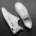 Extra Large Size Summer New Breathable Crocodile Pattern All-Matching and Lightweight Running Sneaker Trendy Men's Leather White Shoes Board Shoes.