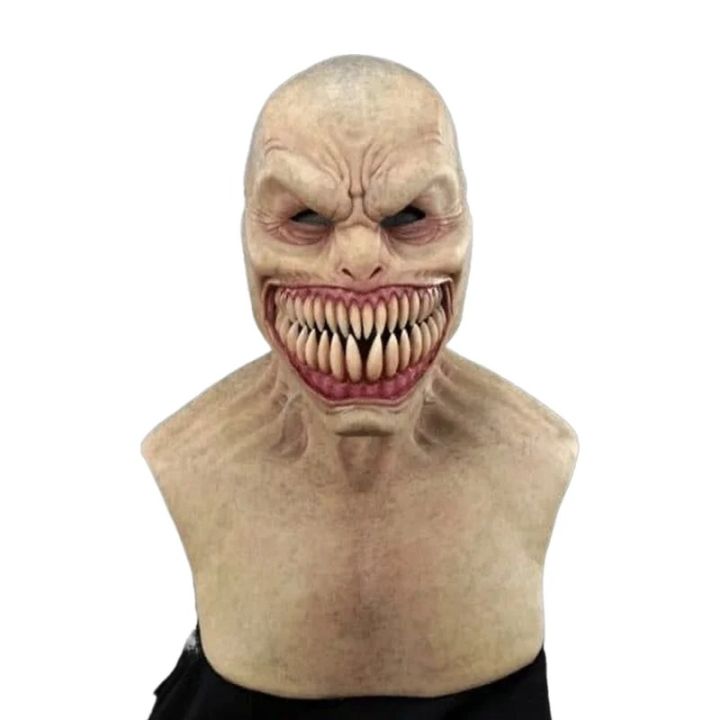 Horror Sharp Teeth Masks Big Mouth Teeth Chompers Cosplay Creepy Monster Latex Mask Halloween Monster Masque Scary Costume Props