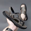 Luxury men's sandals summer genuine leather shoes for men outdoor casual lightweight sandal men's slippers soft sole beach shoes.