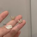 TBK 14K saudi Mini Zircon Hoop Earrings Cubic Zirconia Small Piercing Earings 2566e.