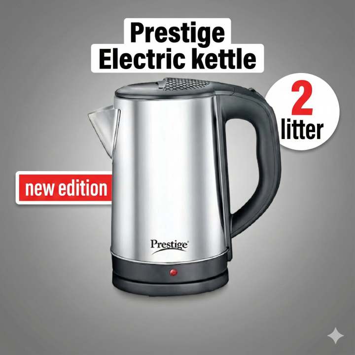 Prestige Electric Kettle – 2 L Silver & Black - Elevate your Tea - making experience