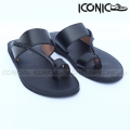Iconic Shoes MenS Black Leather Sandal. 