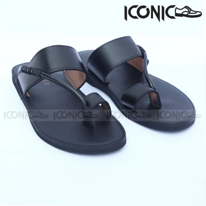 Iconic%20Shoes%20MenS%20Black%20Leather%20Sandal%20-%20Image%202