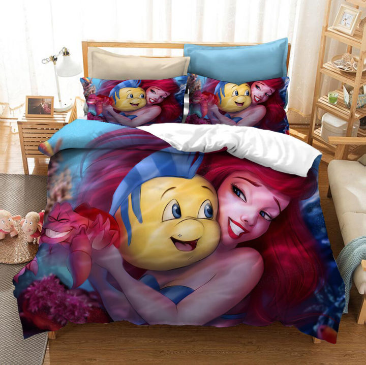 Disney%20Little%20Mermaid%20Ariel%20Bedding%20Sets%20Twin%20Full%20King%20Sizes%20Duvet%20Cover%20Pillowcases%20Home%20Decor%20For%20Girls%20Kids%20Bed%20-%20Image%202