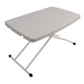 Small Folding Table Space Saving Folding Table PE and Steel Pipe White Rectangular Portable for Bedside for Dining Room. 