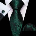 Elegant Stripe Men Tie High Quality Silk Woven Pocket Square Cufflinks Suit Necktie Sets Party Business Gifts Barry.Wang 6523. 