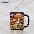 Ceramic Mushroom Mug 3d Mushroom Print Coffee Mug Heat Resistant Ceramics Portable Colorfast Office Kitchen Mug 300ml Capacity White Ceramic Mug.