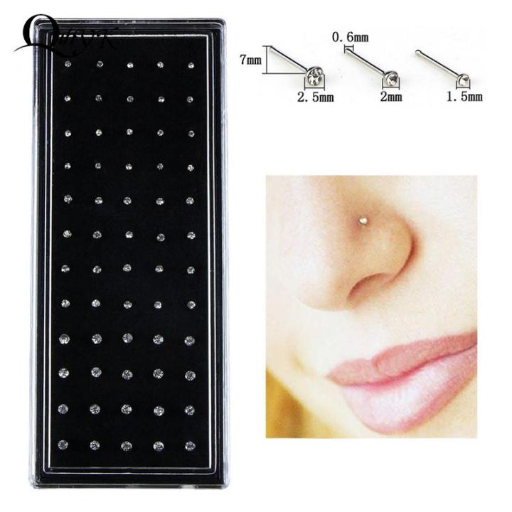 9-60Pcs/set Multicolor/White Crystal Rhinestone Nose Studs Fashion Body Jewelry Stainless Surgical Nose Piercing Stud
