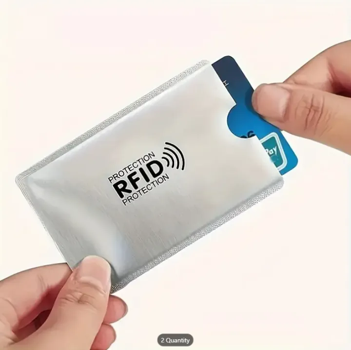 RFID%20Blocking%20Sleeves%20NFC%20Anti%20Scan%20ID%20Credit%20Card%20Holder%20Case,%20Silver%20-%20Image%204