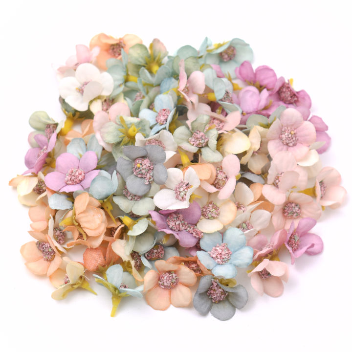 Artificial Flowers Scrapbook Candy Box Wedding Party Home Decor Small Flowers for Crafts Christmas Wreaths Silk Mini Daisy