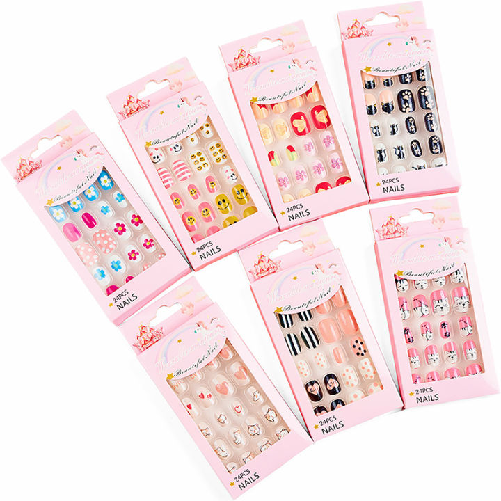 %E3%80%90Aesth%20Diary%20Store%E3%80%91%EF%BC%88NEW%EF%BC%89Children%20Press%20On%20Nails,24%20Pcs%20Fake%20Nails%20Tips%20For%20Kids%20Acrylic%20Nails%20Pre-Glue%20Full%20Cover%20Short%20False%20Nails%20Cute%20Fingernails%20Yao%20Store%20-%20Image%202