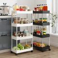 Rolling Storage Rack Shelf Utility Kitchen Rack Shelf Organizer Tier Slim Bathroom 4 Layer. 