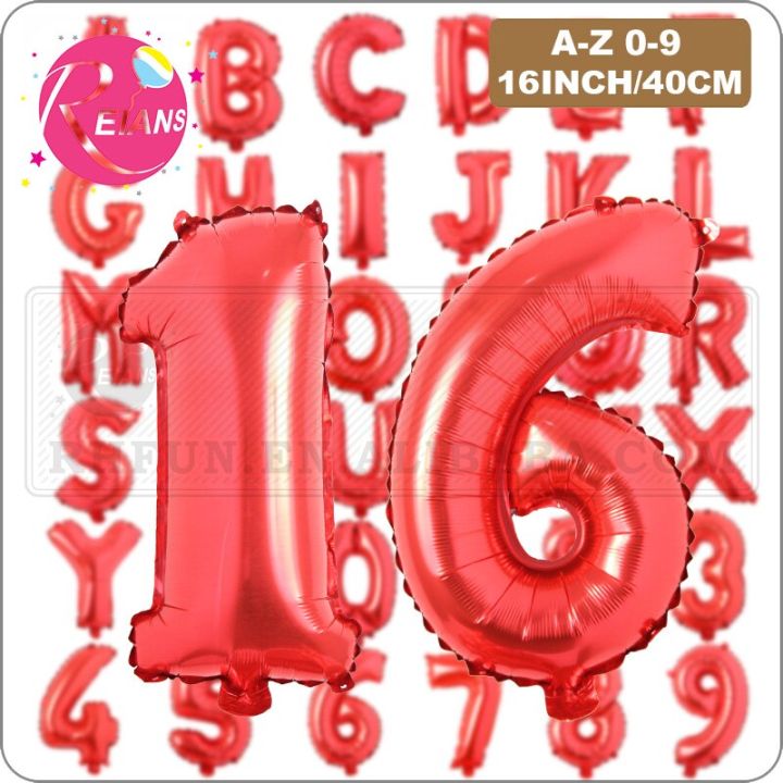 16 inch Red Letter A-Z Alphabet number 0-9 Foil Balloons Birthday baby shower Party Wedding Decoration Event Party Supplies