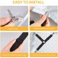 Sheet Fastener Bed Sheet Holder Strap Adjustable Elastic Fasteners with Iron Clips,Bedsheet Holder for Fitted Sheets,Easy Install.