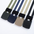 Men's Striped Canvas Belt with Lightweight Nylon and Hard Plastic Buckle – 120cm Outdoor Sports and Leisure Belt.. 