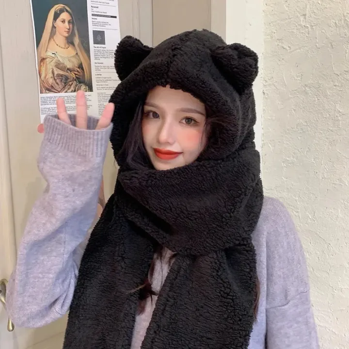 Harajuku%20Cute%20Bear%20Ear%20Scarf%20Hijab%20Hat%20Gloves%20Female%20One-piece%20Cap%20Winter%20Warm%20Plush%20Shield%20Streetwear%20Ladies%20Accessories%20-%20Image%202