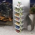 1 pcs Adjustable 7-Layer Shoe Organizer: Detachable Plastic Rack for Household Shoe Organization. 