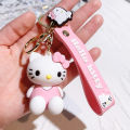 Kawaii Sanrio Hello Kitty Keychain Cartoon Doll Cute Kitty Pvc Key Chain Soft Rubber Car Key Ring Women Bag Pendant Girl Gift.