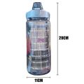 2L Water Bottle Large Capacity Portable Transparent Water Bottle with Bounce Cover Time Scale Motivational Water Bottle Sport.