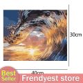 COD Sea Wave Painting By Number Kit Acrylic Paints Set DIY Handpainted Drawing. 