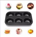 6 Cups Carbon Steel Mini Muffin Bun Pan Non-Stick Cupcake Baking Bakeware Mould Tray Cake Mold (Black). 