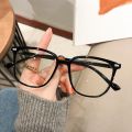Retro Olive Green Brand Anti Blue Light Glasses Version for Men and Women Korean Fashion Plain Face Thin Square Eye Frame.