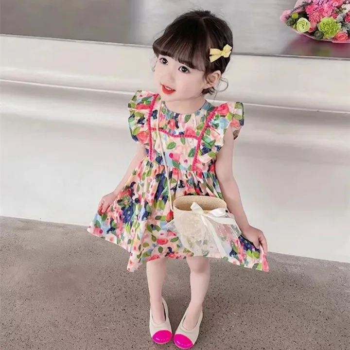 1-7%20Year%20Baby%20Girl%20Summer%20Dresses%20Flower%20Print%20Princess%20Skirt%20Fashion%20Kids%20Flying%20Sleeves%20Dress%20Children%20Thin%20Cotton%20Clothes%20%EC%9B%90%ED%94%BC%EC%8A%A4%20-%20Image%205