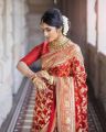 Indian benaroshi katan saree with blouse pics/Wedding katan saree /Red colour katan saree. 