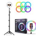 10 inch RGB LED Soft Ring Light with Tripod Stand for Photography Makeup YouTube Video Shooting Selfie.