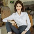 White Shirt Women's New Long Sleeve Spring, Summer, Autumn Business Clothing Workwear Korean Style Work Clothes Elegant Slim White Shirt. 