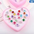 12/24/set Mixed Flower Heart Ring Baby Kids Girl Children's Cartoon Rings With Display Box For Christmas Gift. 