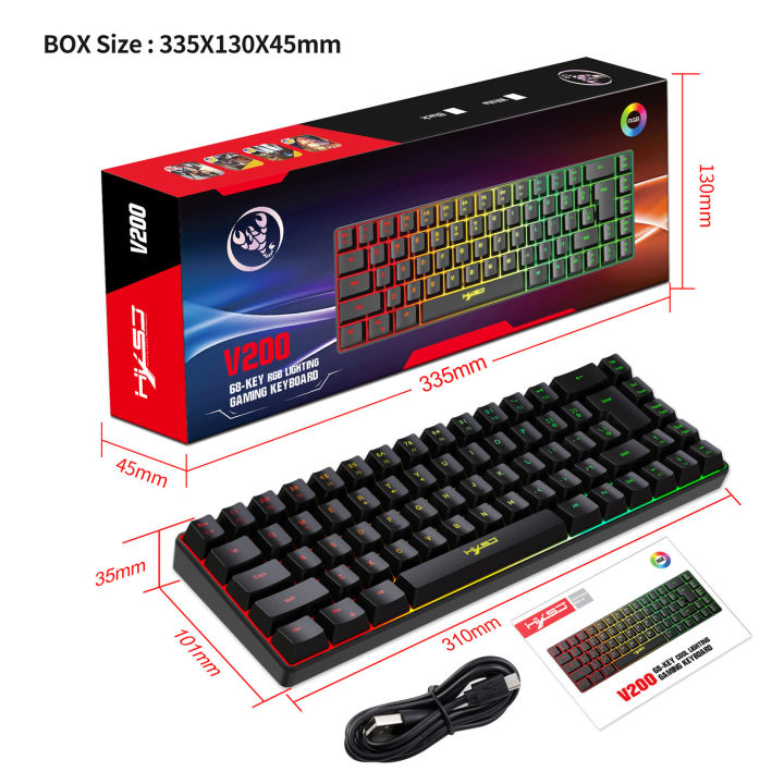V200%20Portable%20Gaming%20Keyboard%20RGB%20Colorful%20Backlit%20Keyboard%2068%20Keys%20Silence%20Keyboard%20Mechanical%20Wired%20Keyboards%20-%20Image%202