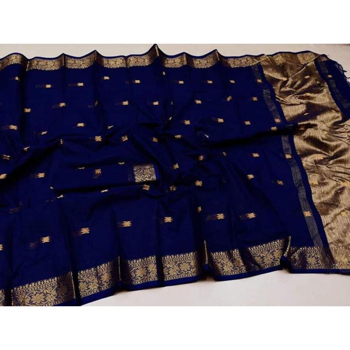 Blue color tangail half silk Nokshi Saree for Women by defent lungi