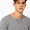 Thin black leather cord necklace for Man.