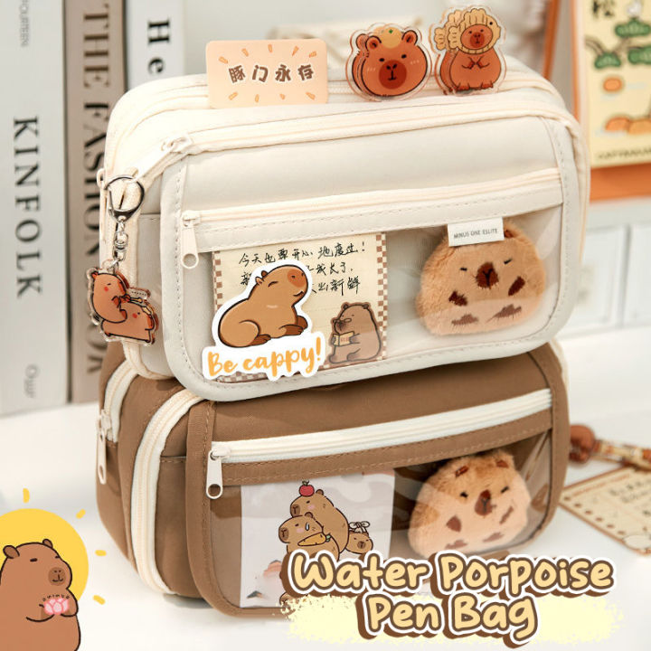 Capybara Pencil Bag Cute Fabric Pencil Case Kawaii Large Capacity Pencil Case NOVO