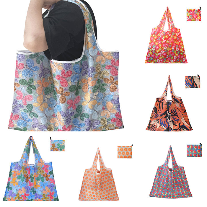 Portable Printed Foldable Tote Bag Waterproof Shopping Baglarge Shopping Bag@#BD241D