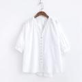 Refined Taste - Womans Fashion High-Quality Ladies Cotton Linen Shirts Women Short Sleeve Shirts - Durabilty Assured - Elite Expression.