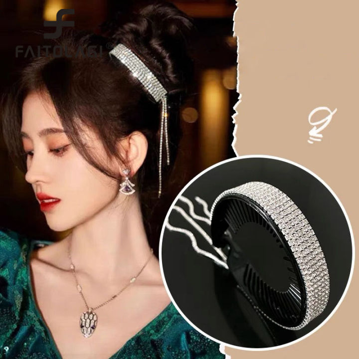 Rhinestone Hair Clips for Women Shining Crystal Girls Hair Claws Simple Elegant Hairstyle Tools Ponytail Holders