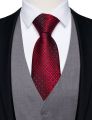 Fashion Gray Classic Waistcoat Sleeveless Slim Fit Men's Vest and Red Necktie for Business Wedding Party V-neck Vests for Man.