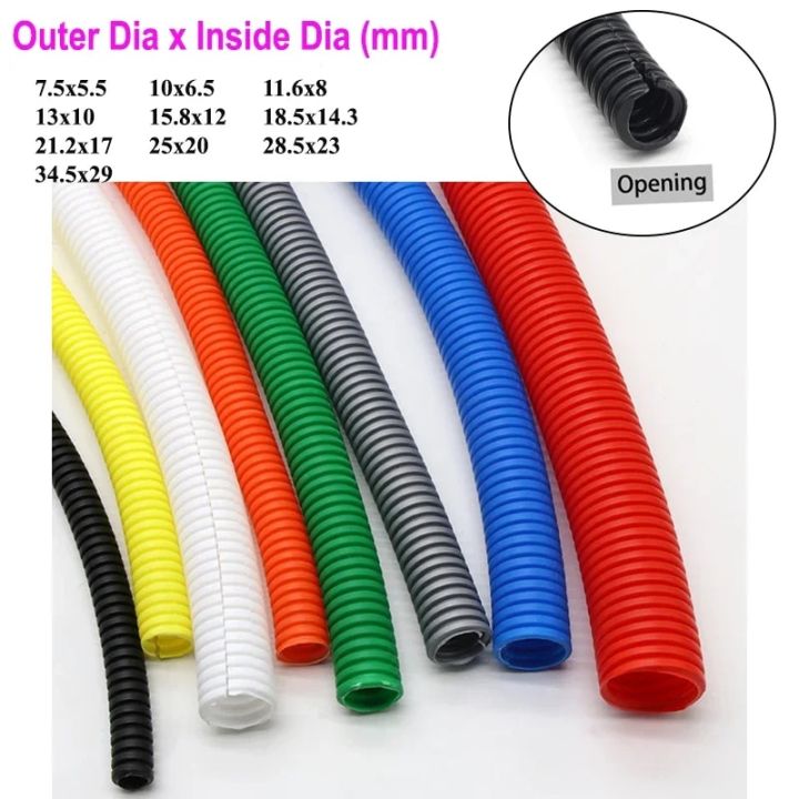 1/5/10M Wire Conduit Cable Wrap Harness Wire Threading Plastic Wire Protection Sleeve Flexible Split Loom Tubing Corrugated Pipe
