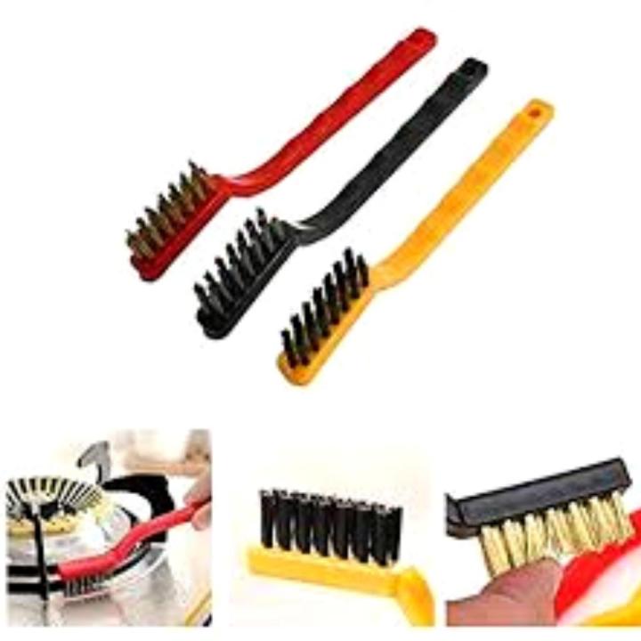 3Pcs Mini Wire Brush Set, Cleaning Tools For Multiple Use - Kitchen Accessories