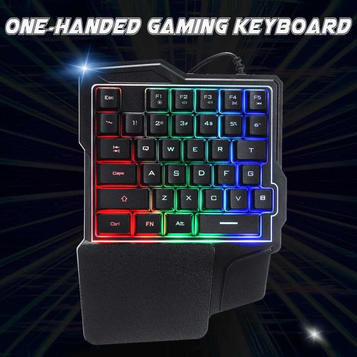 Ecocc Spot 35 Keys One-handed Gaming Keyboard Ergonomic LED USB Wired Backlight Home Office Game Keypad Keyboard Fast Delivery