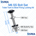 M6 SS Bolt Set Toilet Tank to Bowl Fixing Locking Kit with Butterfly Nut & Washer Stainless Steel. 