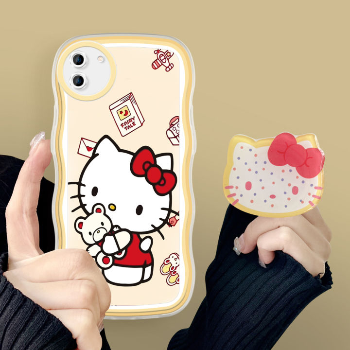 TA%20for%20Realme%20C11%20Back%20Cover%20With%20Free%20Holder%20Cute%20Kitty%20Wavy%20Phone%20Case%20Camera%20Protection%20Transparent%20TPU%20Soft%20Cover%20for%20Girls%20-%20Image%202
