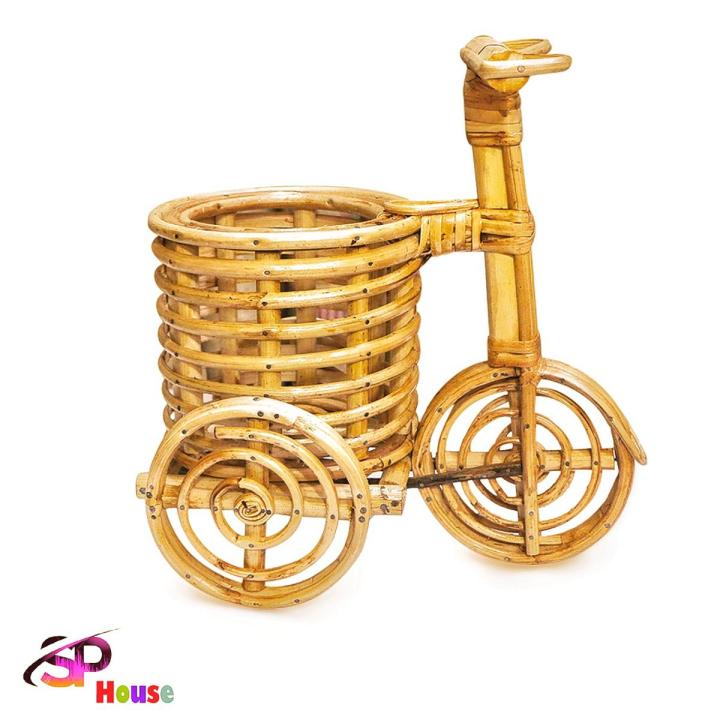 Cane Flower Top Medium - Rattan Handcrafted Bi-Cycle Style Flower Vase ( Cane And Craft )